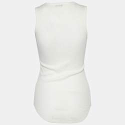 Pre Owned Joseph White Cotton Cashmere Rib Sleeveless Tank Top S