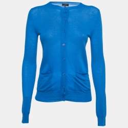 Joseph Blue Cashmere Button Front Cardigan S