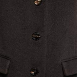 Joseph Dark Brown Wool Single-Breasted Mid Length Coat S