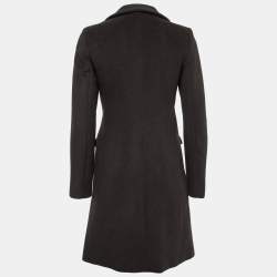 Joseph Dark Brown Wool Single-Breasted Mid Length Coat S