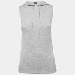 Joseph Grey Cashmere Sleeveless Hooded Pullover S
