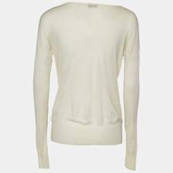 Joseph Cream Cashmere V-Neck Sweater L