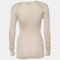 Pre Owned Joseph Beige Silk Knit Long Sleeve Sweater S