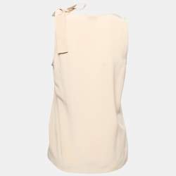 Pre Owned Joseph Beige Silk Sleeveless Shoulder Tie Detail Top M