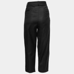 Pre Owned Joseph Black Wool Wide-Leg Cropped Saville Trousers M