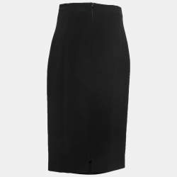 Pre Owned Joseph Black Crepe Midi Pencil Skirt L