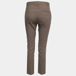 Joseph Brown Houndstooth Cotton Zipped Hem Trousers S