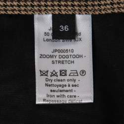 Joseph Brown Houndstooth Cotton Zipped Hem Trousers S