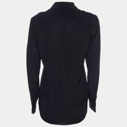 Joseph Black Silk & Organza Pocket Detail Button Front Shirt S
