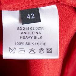 Pre Owned Joseph Red Silk Belted Midi Dress L