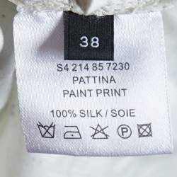 Pre Owned Joseph Cream & Black Paint Printed Silk Pattina Dress M