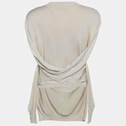 Joseph Beige Wool Knit Cross Back Detail High Low Hem Sleeveless Sweater L