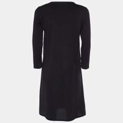 Pre Owned Joseph Black Jersey & Silk Paneled Olivia Mini Dress M