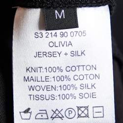 Pre Owned Joseph Black Jersey & Silk Paneled Olivia Mini Dress M