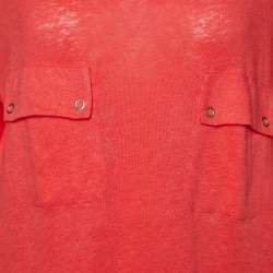 Pre Owned Joseph Pink Linen Knit Pocket Detail Tunic M
