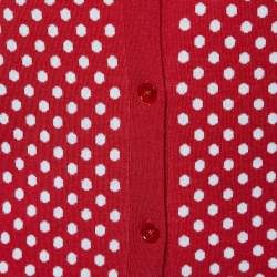 Joseph Red Spot Jacquard Button Front Cardigan M