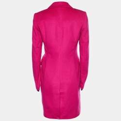 Joseph Fuchsia Pink Wool & Cashmere Double Breasted Panda Coat M