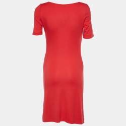 Joseph Red Wool Interlock Zip Ruched Detail Kent Dress M 