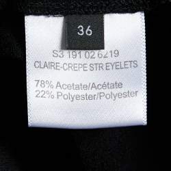 Joseph Black Stretch Crepe Eyelet Detail Shift Dress S