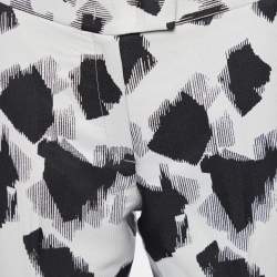 Pre Owned Joseph Monochrome Abstract Jacquard Tapered leg Pants S