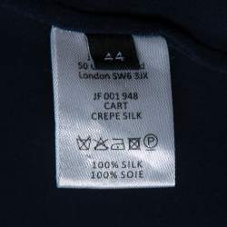 Joseph Dark Blue Crepe Silk Long Sleeve Blouse L