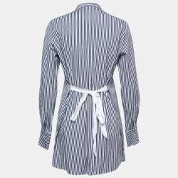 Pre Owned Joseph Blue Striped Cotton Back Tie Detail Shirt M