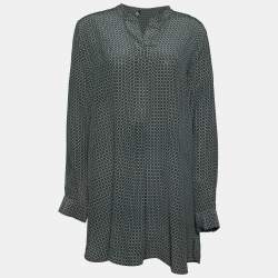 Joseph Black Cravate Printed Silk Button Front Dara Tunic L