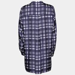 Pre Owned Joseph Navy Blue Check Silk New Dara Tunic M