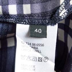 Pre Owned Joseph Navy Blue Check Silk New Dara Tunic M