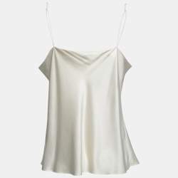 Joseph Off White Silk Satin V-Neck Camisole Top L