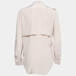 Pre Owned Joseph Light Beige Crepe Ruffle Detail Shirt S