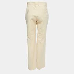 Joseph Cream Stretch Cotton High Waist Flared Leg Trousers L