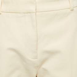 Joseph Cream Stretch Cotton High Waist Flared Leg Trousers L