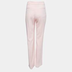 Pre Owned Joseph Light Pink Crepe High Waist Wide-Leg Trousers L