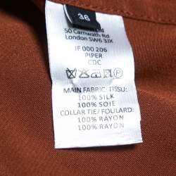 Pre Owned Joseph Brown Silk Ruffle Detail Button Front Full Sleeve Shirt S