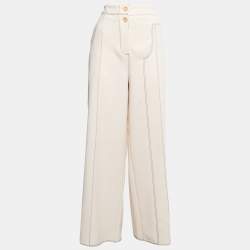 Joseph Cream Crepe High Waist Wide Leg Trousers L