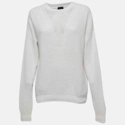 Joseph Off White Cotton Blend Knit Sweater XL