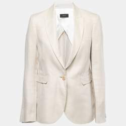 Joseph Ecru White Linen Single-Breasted Blazer L