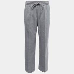 Joseph Grey Wool Drawstring Straight Leg Trousers M