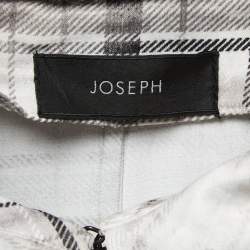 Joseph Grey Plaid Crepe Button Front Belted Midi Shirt Dress M