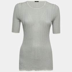 Joseph Light Blue Striped Cotton Knit Top XS