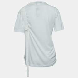 Pre Owned Joseph Off White Cotton Adjustable Strap Detailed Half Sleeve T-Shirt XS