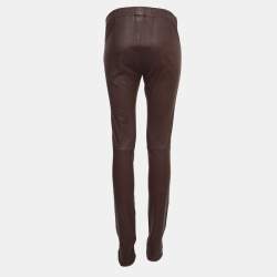 Pre Owned Joseph Burgundy Leather Leggings M