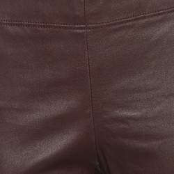 Pre Owned Joseph Burgundy Leather Leggings M