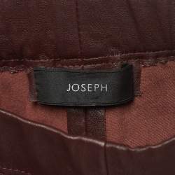 Pre Owned Joseph Burgundy Leather Leggings M
