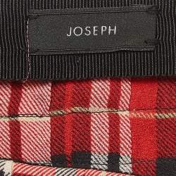 Joseph Red Tartan Check Silk Pleated Mini Skirt S