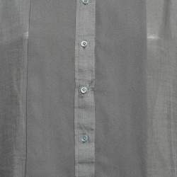 Joseph Grey Ramie Long Sleeve Buttoned Midi Dress L 