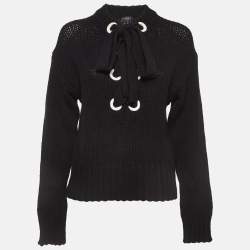 Joseph Black Cashmere Knit Tie-Up Sweater M
