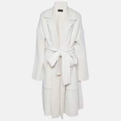 Joseph Ivory Graphic Stitch Merino Wool Cardigan Coat M