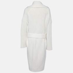 Joseph Ivory Graphic Stitch Merino Wool Cardigan Coat M